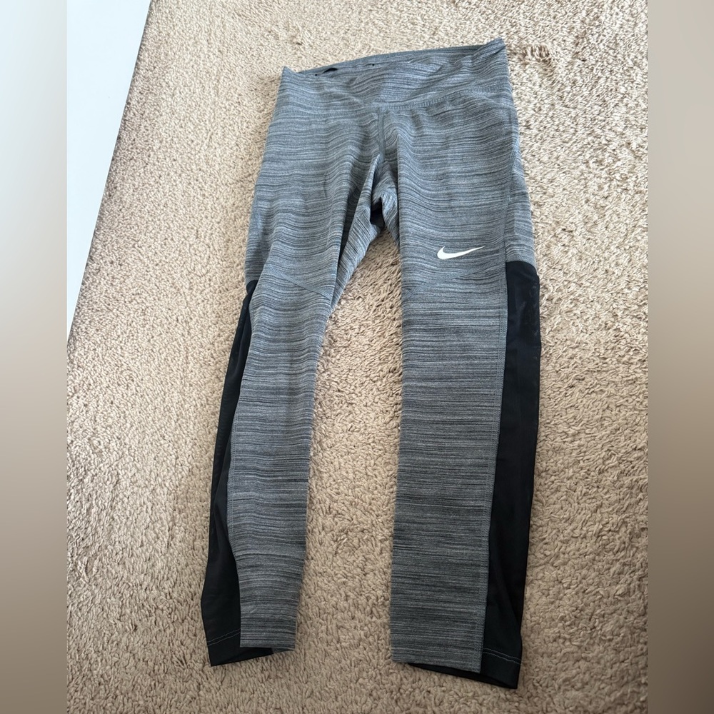 Nike Gray and Black Cropped Leggings